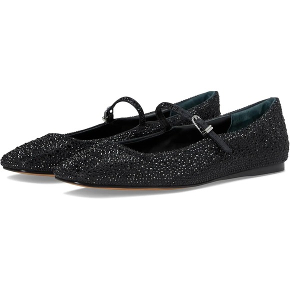 Dolce Vita Shoes - Dolce Vita Reyes Black Metallic Crystal Square Toe Mary Jane Flats